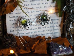 Elf Ears - silver, green glittering