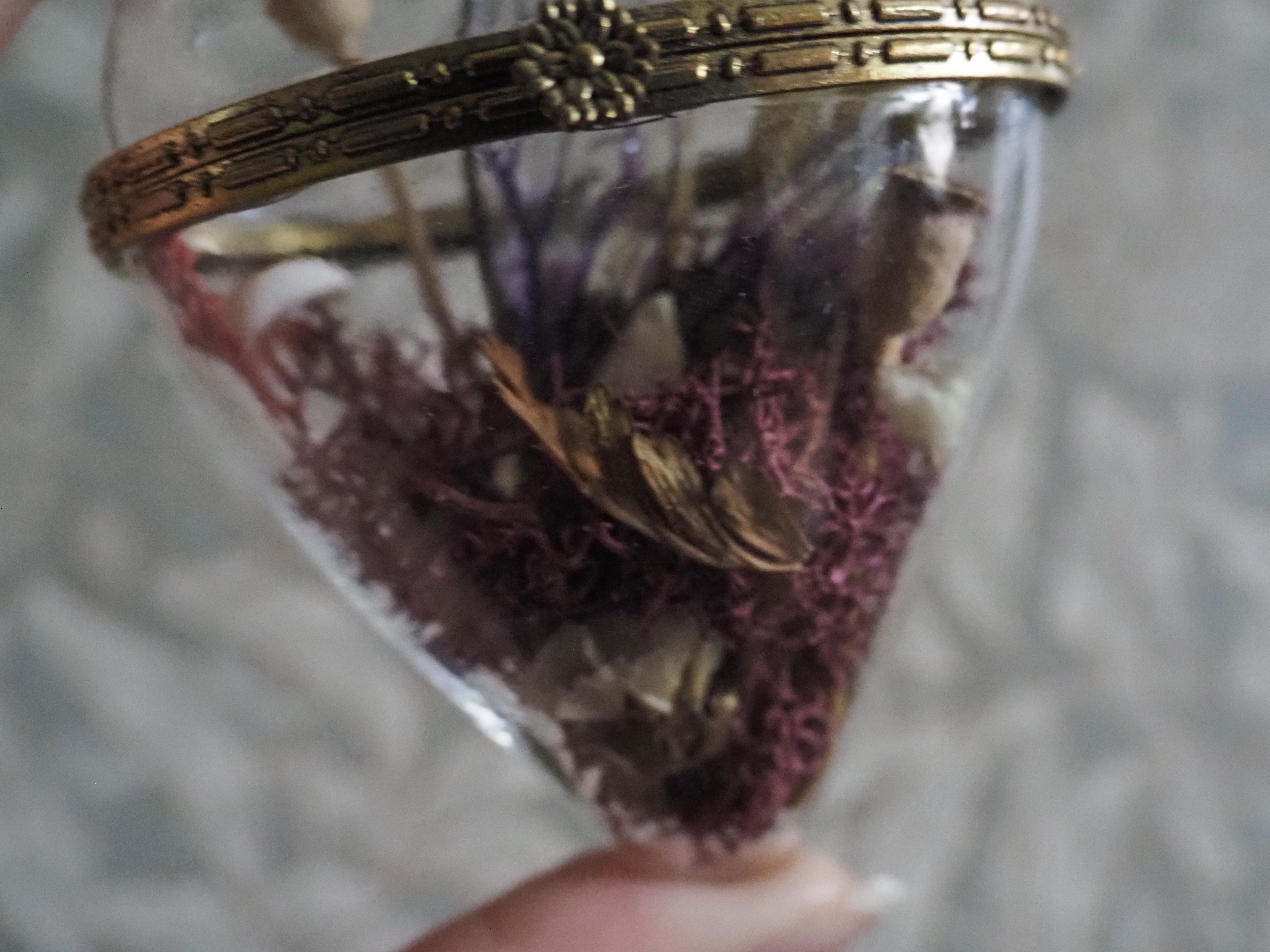 OOAK cottagecore fairy glass heart - purple