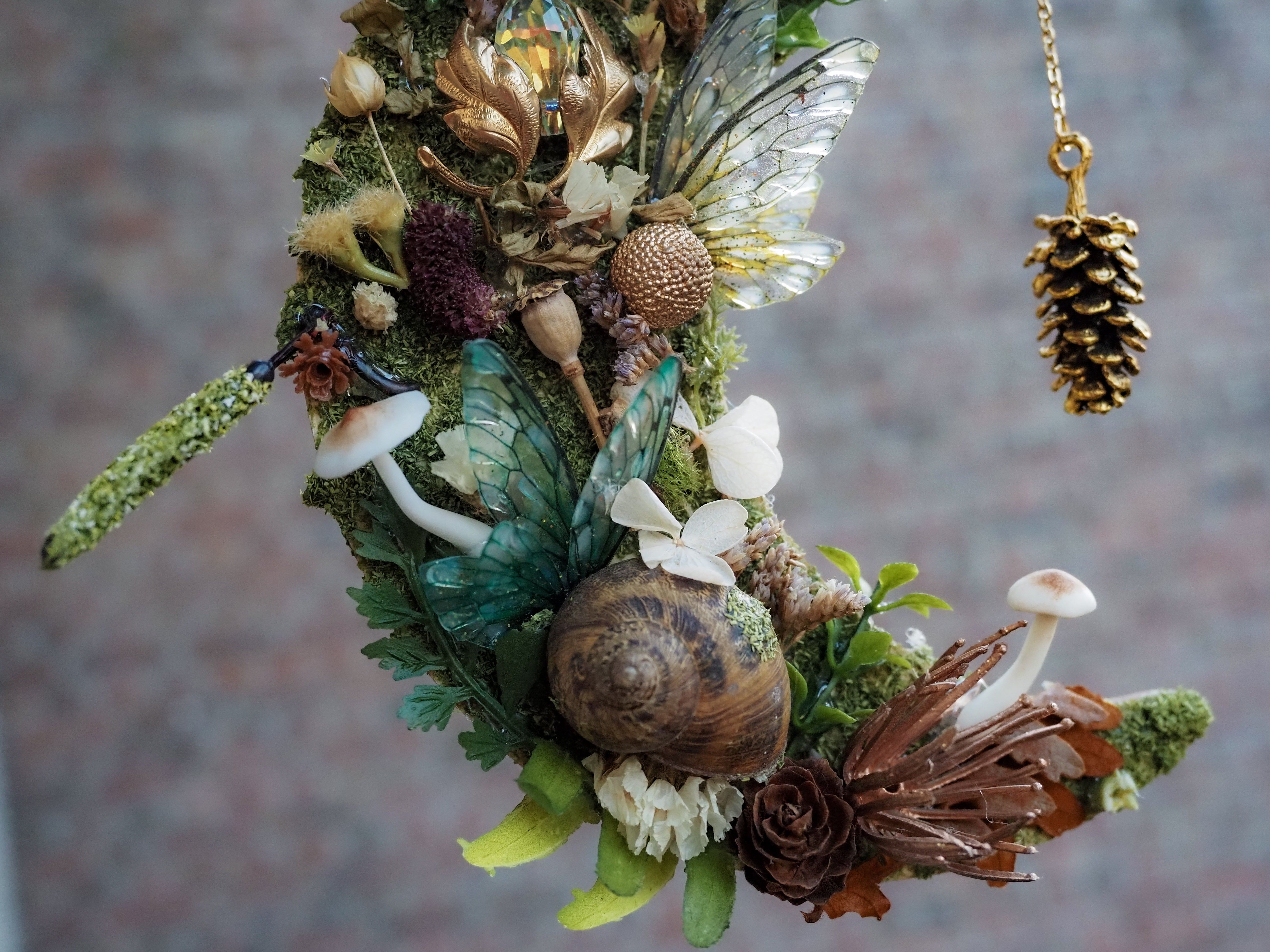 OOAK Moon wall hanging - Pinecone