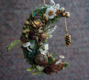 OOAK Moon wall hanging - Pinecone