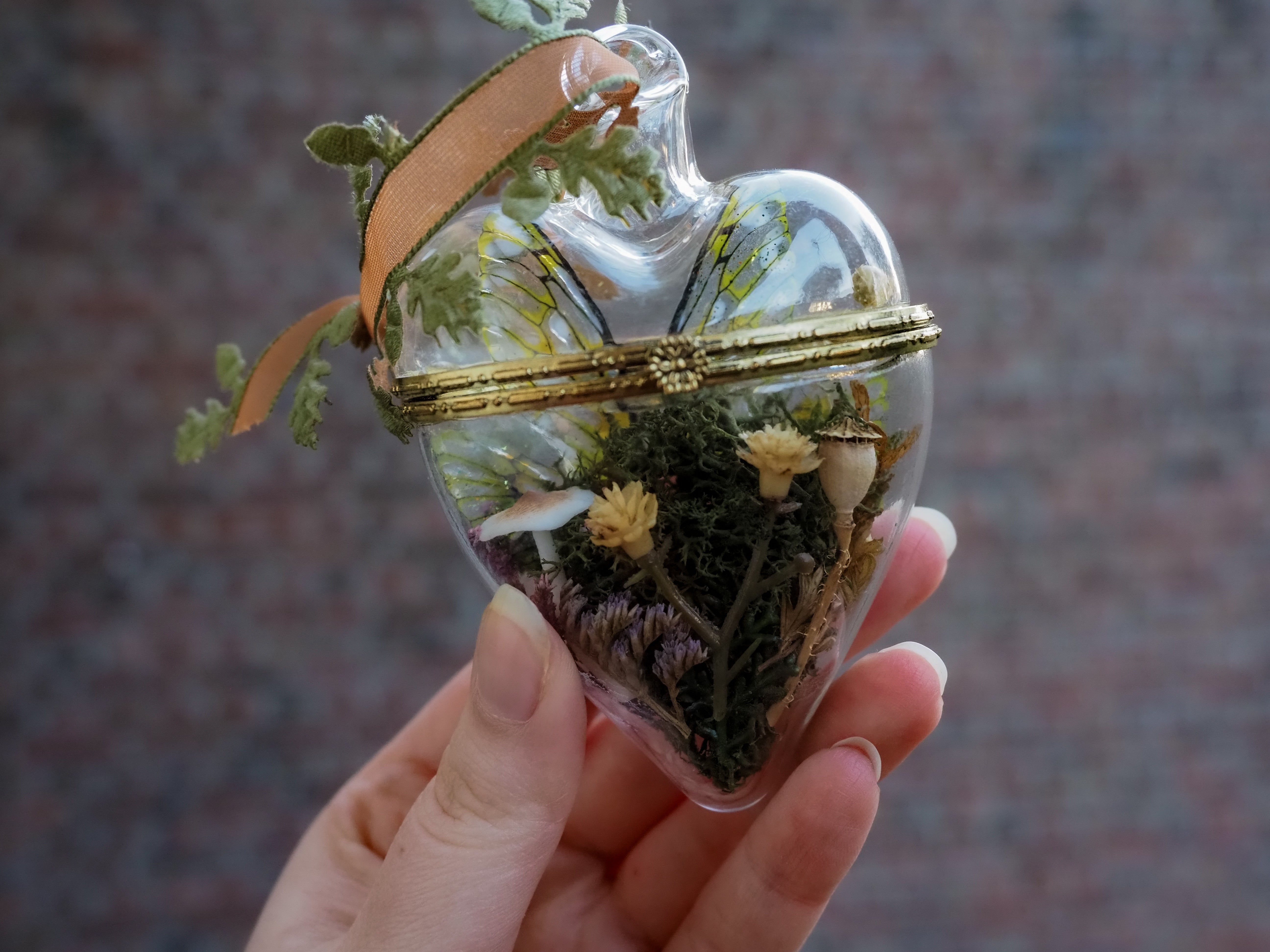 OOAK Glass hearted container - autumn