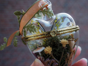 OOAK Glass hearted container - autumn