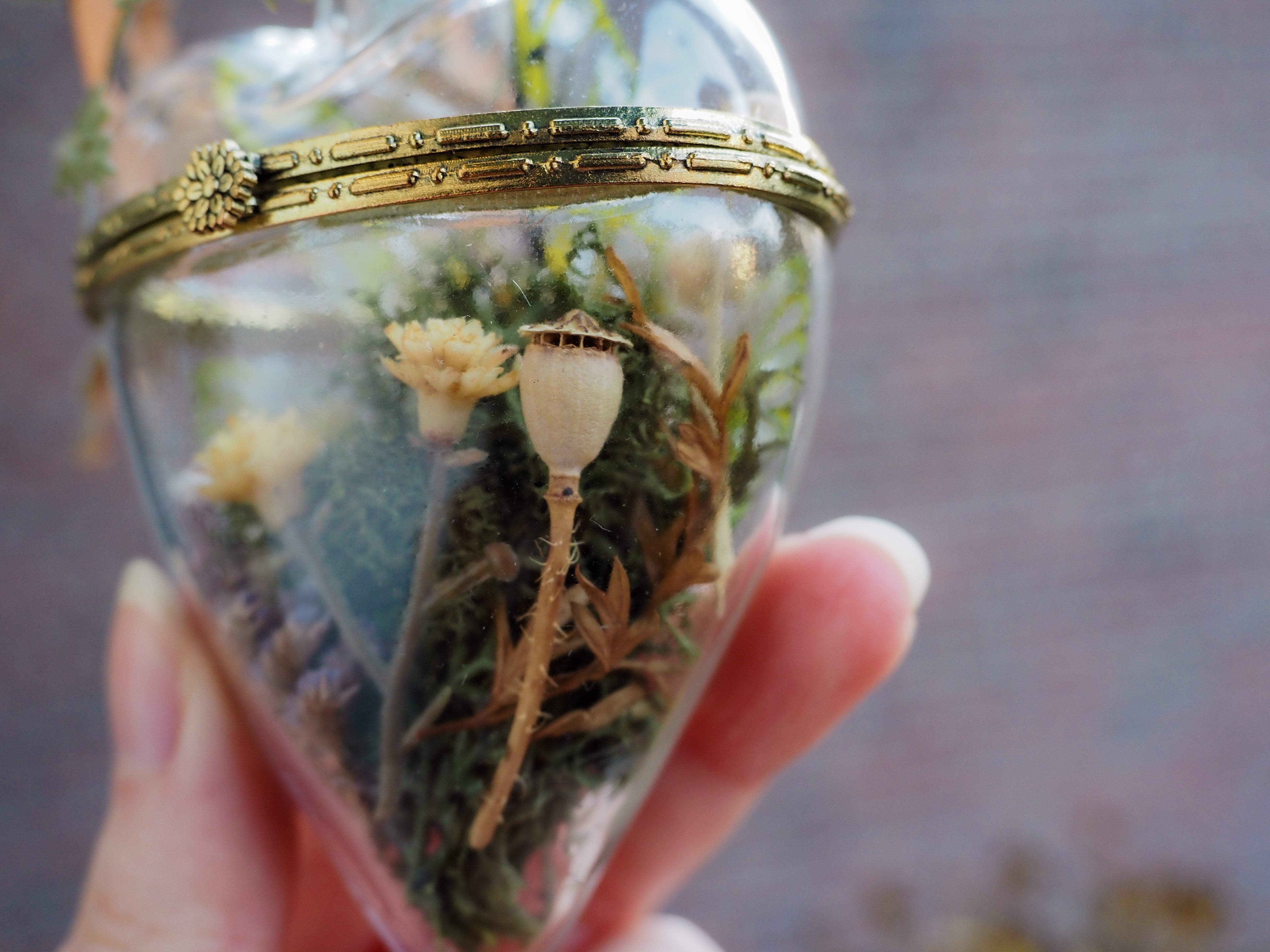 OOAK Glass hearted container - autumn