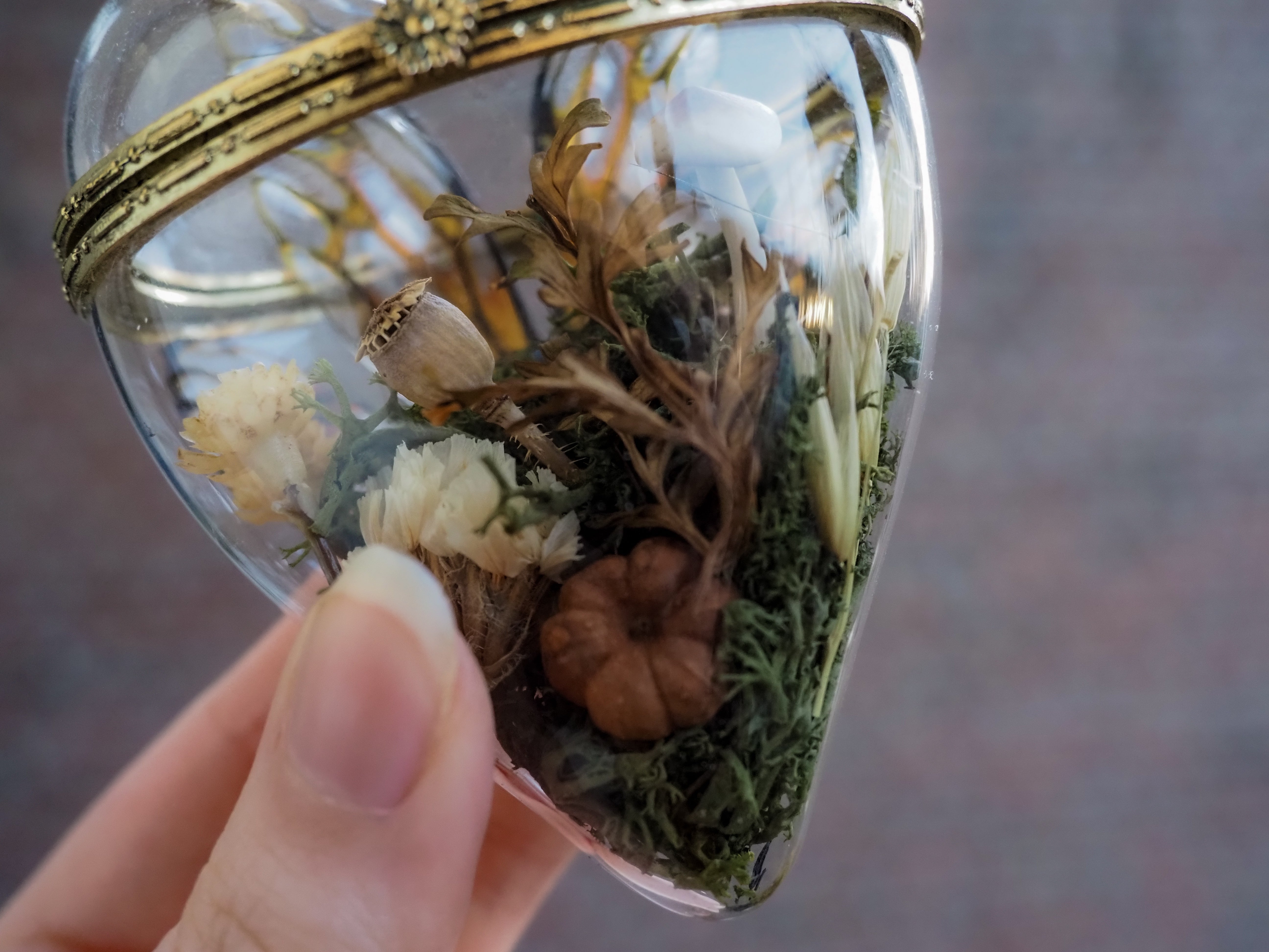 OOAK Glass hearted container - pumpkin patch