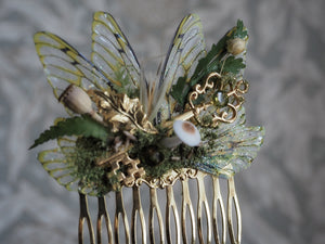 OOAK golden Key Comb - autumn wings