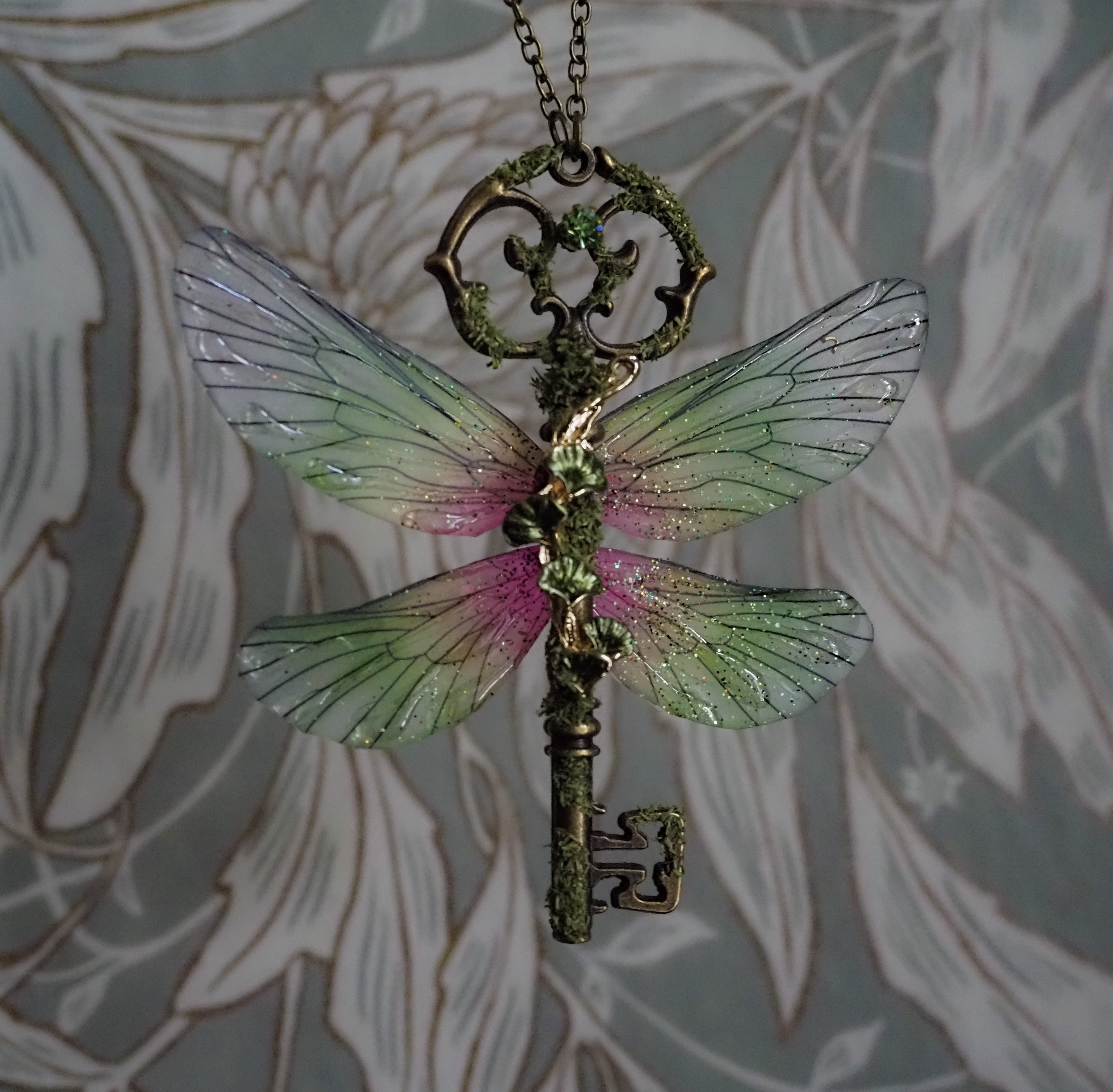OOAK Woodland Key Dragonfly Necklace