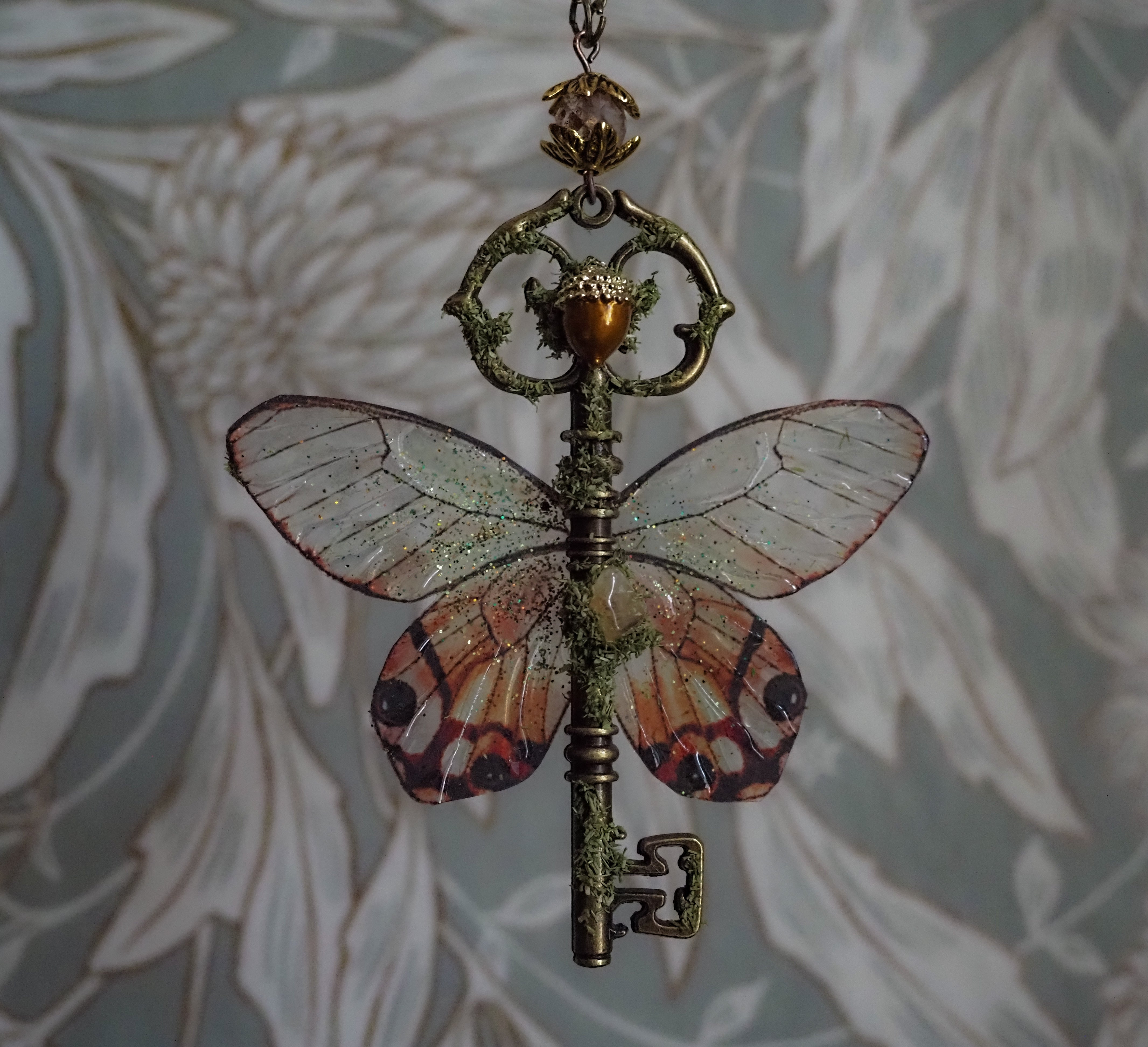 OOAK Woodland Key Butterfly Necklace
