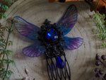 Load image into Gallery viewer, Fairy Hair Comb Blue Black
