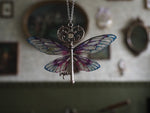 Load image into Gallery viewer, Flying Key big - purple glas, silver
