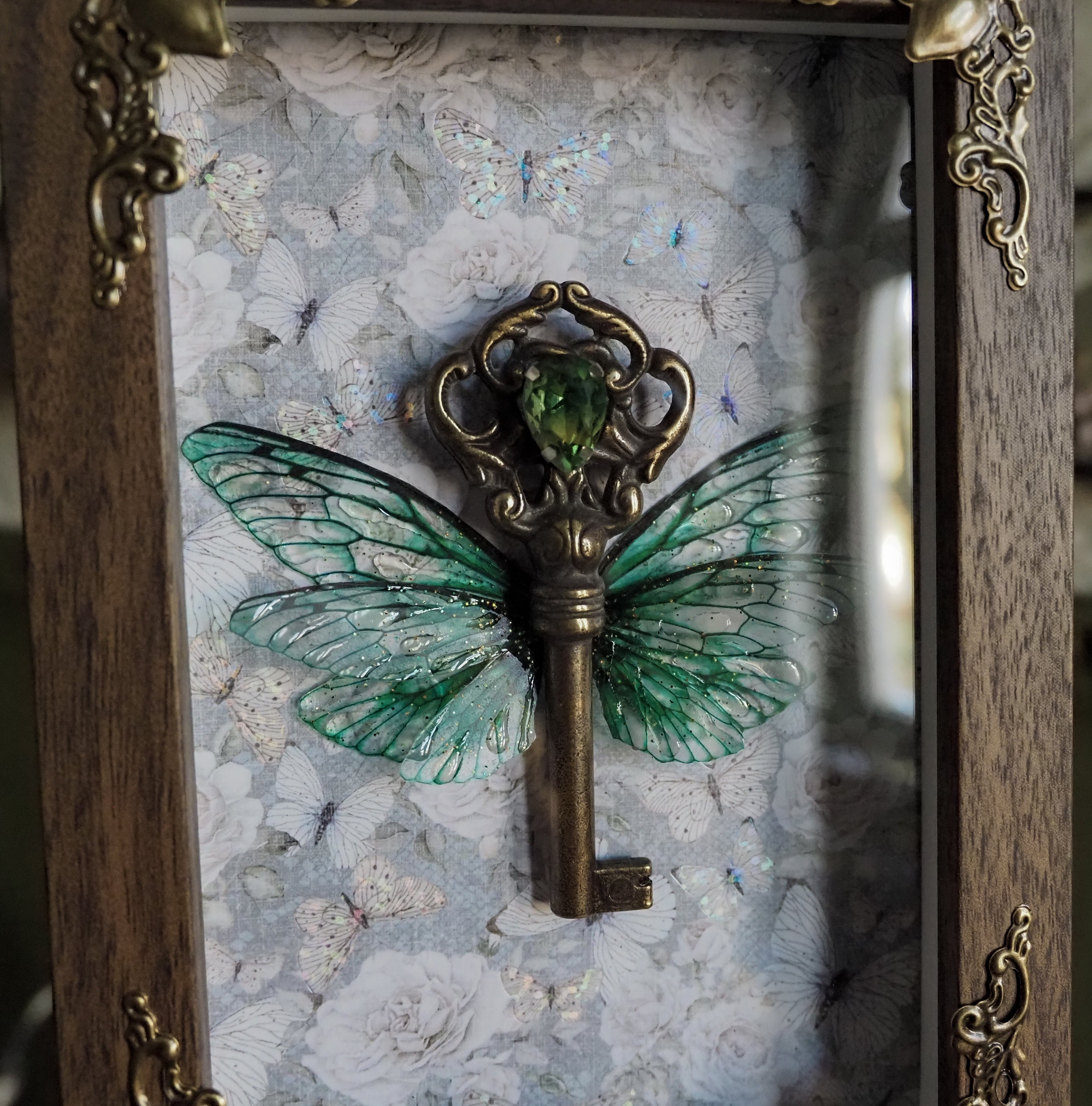 OOAK Flying Key emerald Frame