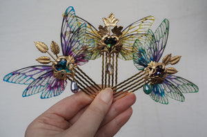 Fae Queen Crown Comb - purple glass