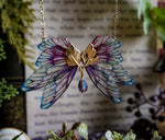 Load image into Gallery viewer, Golden dusk leaf necklace - purple glas
