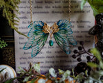 Load image into Gallery viewer, Golden dusk leaf necklace - Blue Sea
