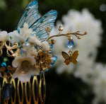 Lade das Bild in den Galerie-Viewer, OOAK Blue spring flower comb
