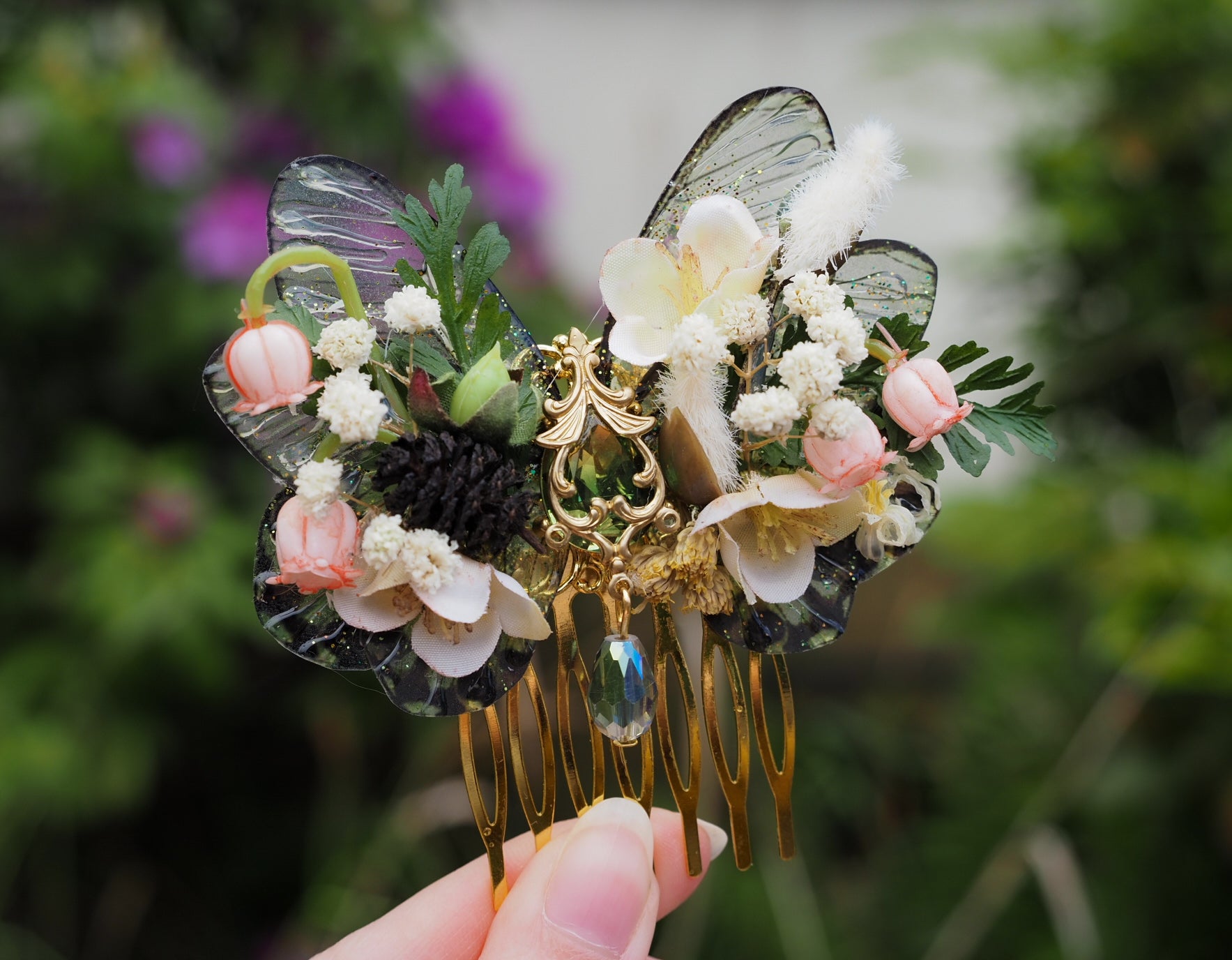 OOAK Butterfly spring comb