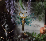 Load image into Gallery viewer, Faerie Scissors Necklace - gold, blue sea
