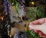 Lade das Bild in den Galerie-Viewer, Haircomb Moon gold, purple glas
