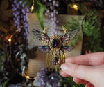 Lade das Bild in den Galerie-Viewer, Haircomb Moon gold, purple glas
