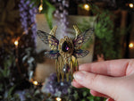 Lade das Bild in den Galerie-Viewer, Haircomb Moon gold, purple glas
