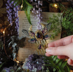 Lade das Bild in den Galerie-Viewer, Haircomb Moon gold, purple glas
