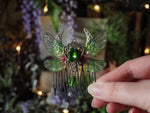 Lade das Bild in den Galerie-Viewer, Haircomb moon, silver, emerald
