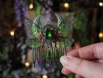 Lade das Bild in den Galerie-Viewer, Haircomb moon, silver, emerald

