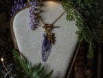 Load image into Gallery viewer, Charm Fae Necklace purple, fairy, gold
