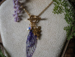 Load image into Gallery viewer, Charm Fae Necklace purple, fairy, gold
