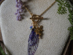 Load image into Gallery viewer, Charm Fae Necklace purple, fairy, gold
