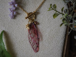 Load image into Gallery viewer, Charm Fae Necklace pink, flower, gold

