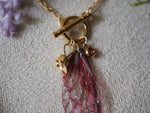 Load image into Gallery viewer, Charm Fae Necklace pink, flower, gold
