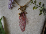Load image into Gallery viewer, Charm Fae Necklace pink, flower, gold
