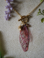 Load image into Gallery viewer, Charm Fae Necklace pink, flower, gold
