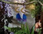 Load image into Gallery viewer, Moon Earrings, blue, gold, bergkristall
