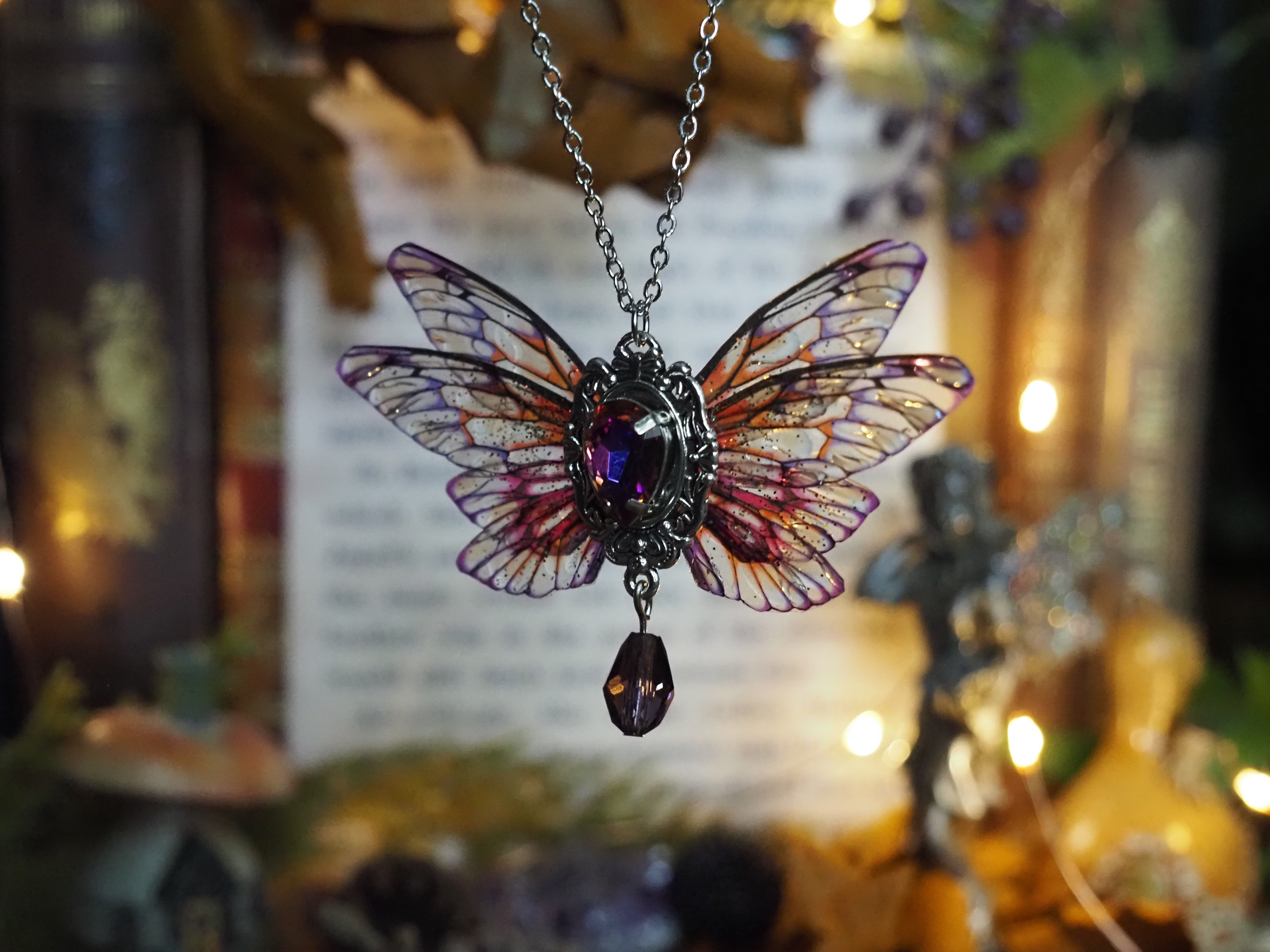 Pixie necklace sunrise double winged