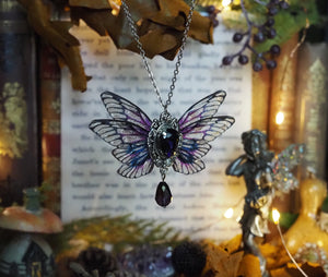 Pixie necklace spooky double winged