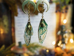 Load image into Gallery viewer, Moon Faerie Earrings emerald acorn
