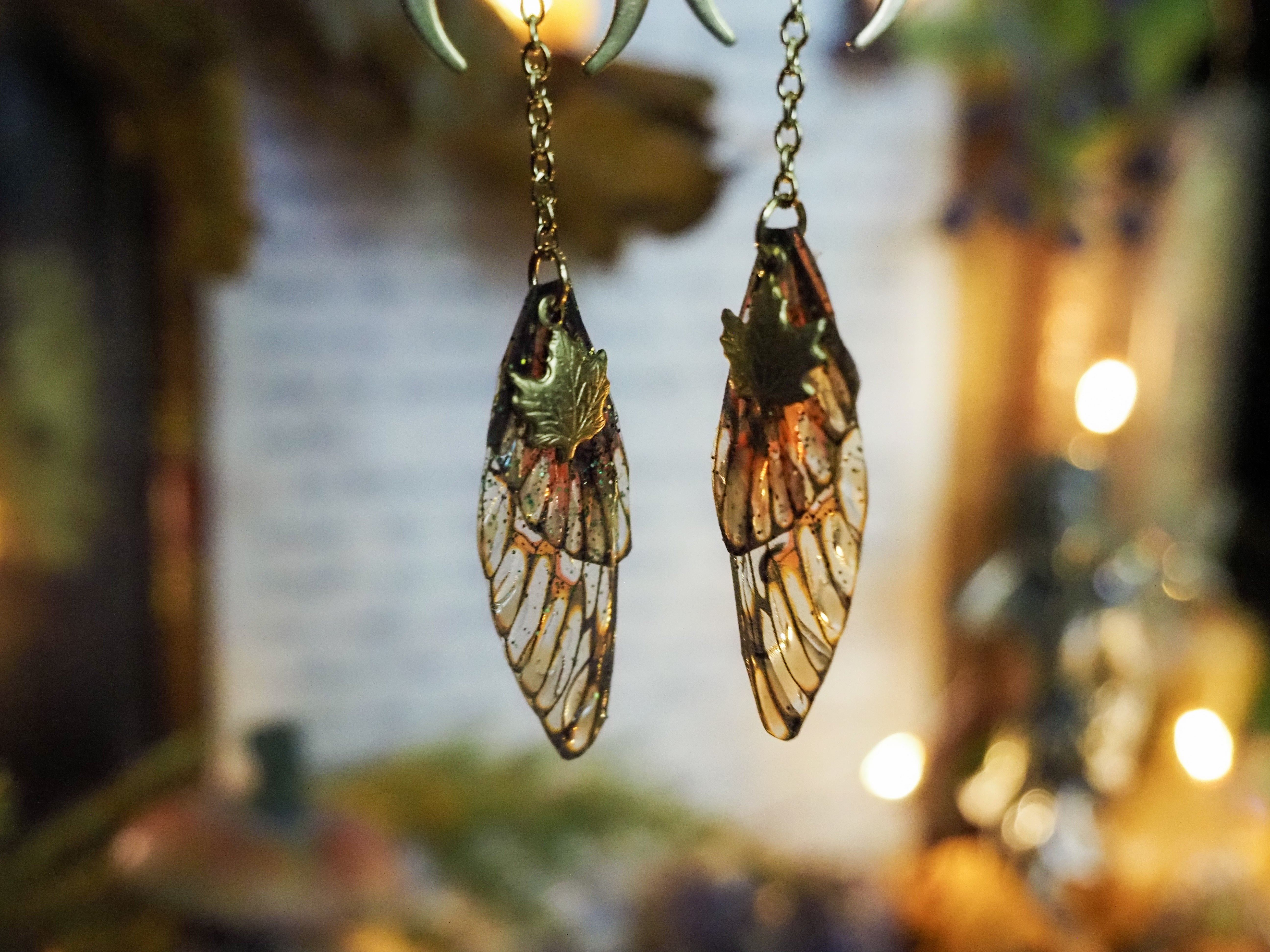 Moon Faerie Earrings pumpkin patch leaf