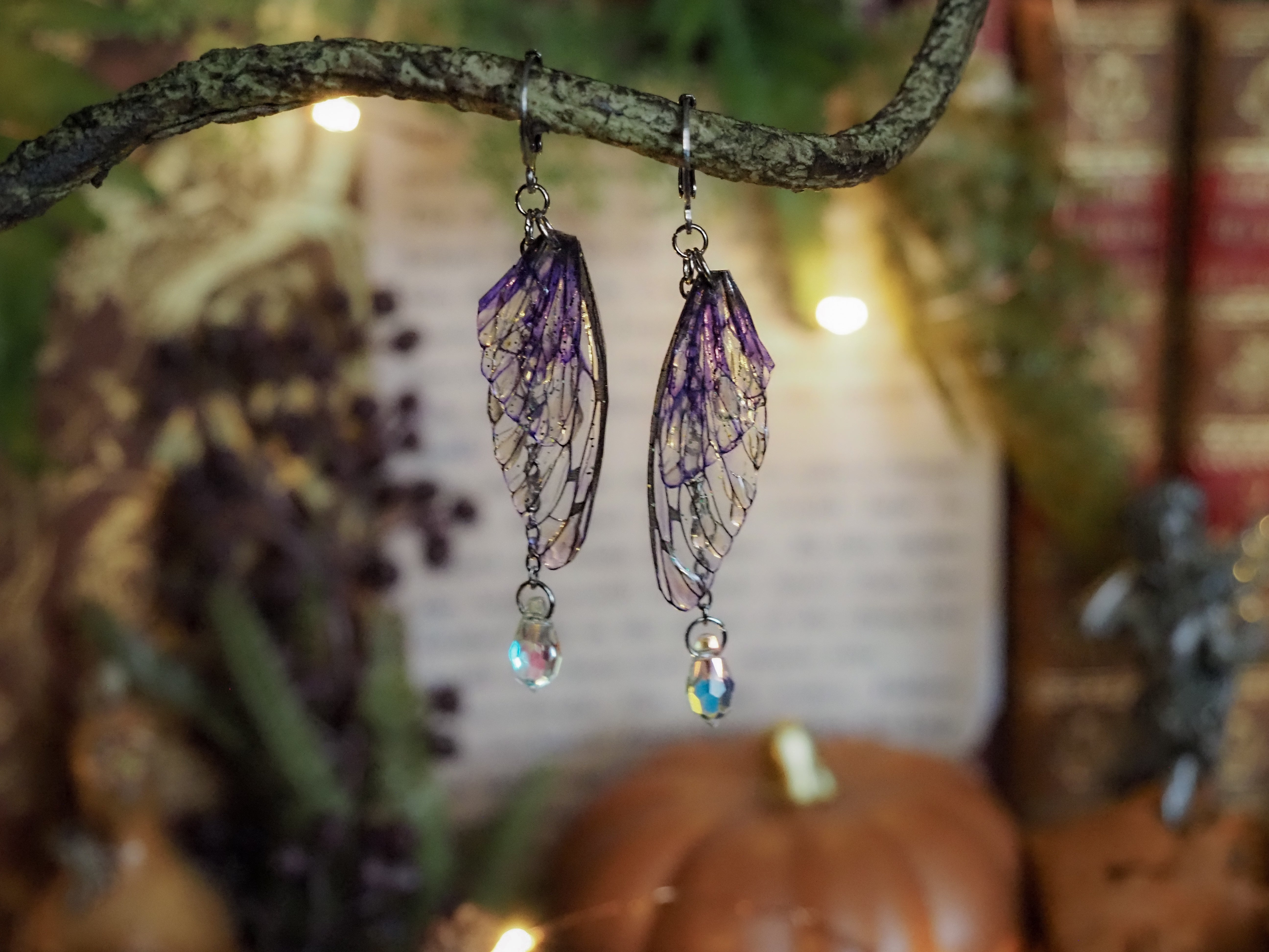 Earrings Swarovski - silver, purple