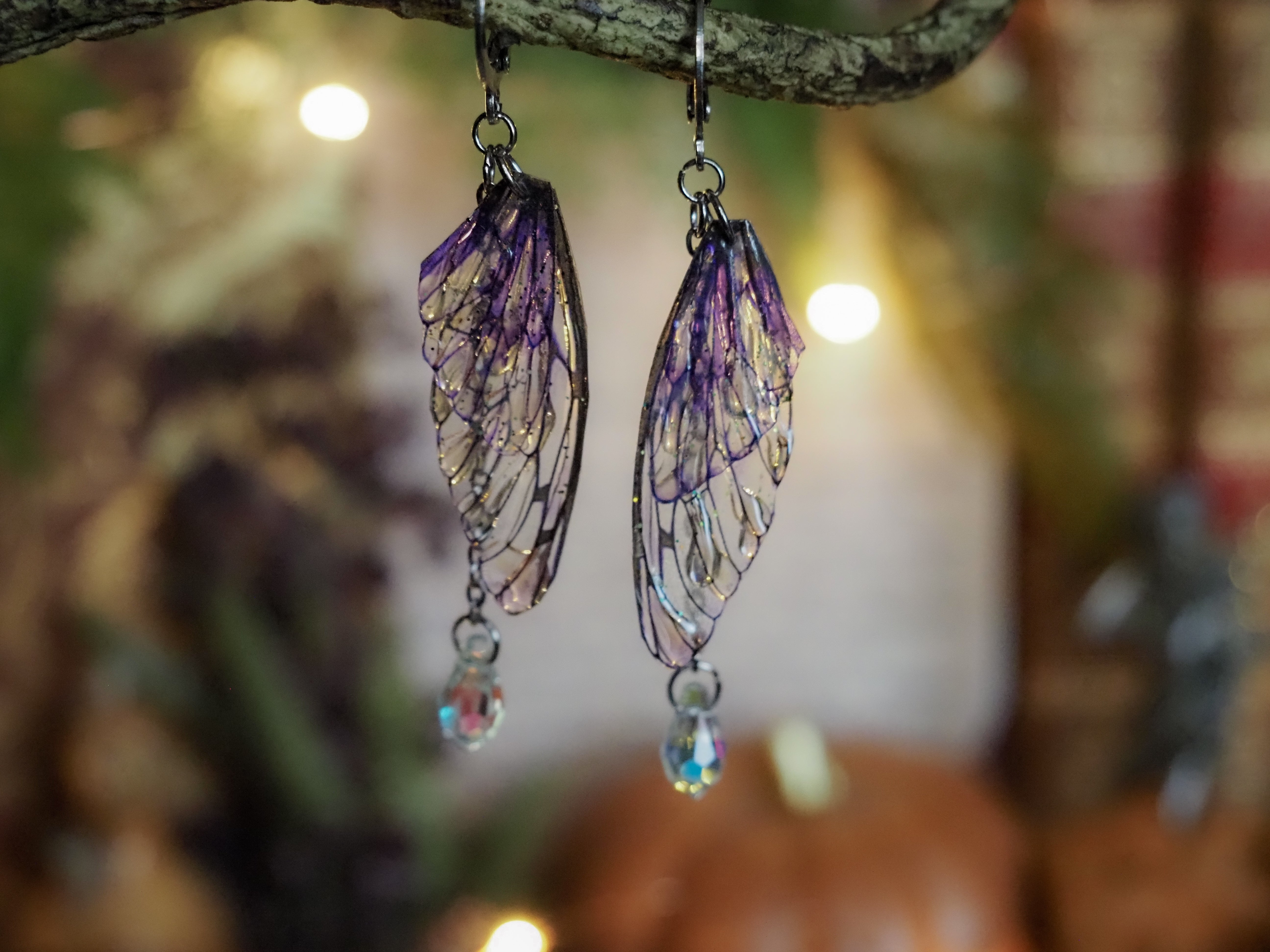 Earrings Swarovski - silver, purple