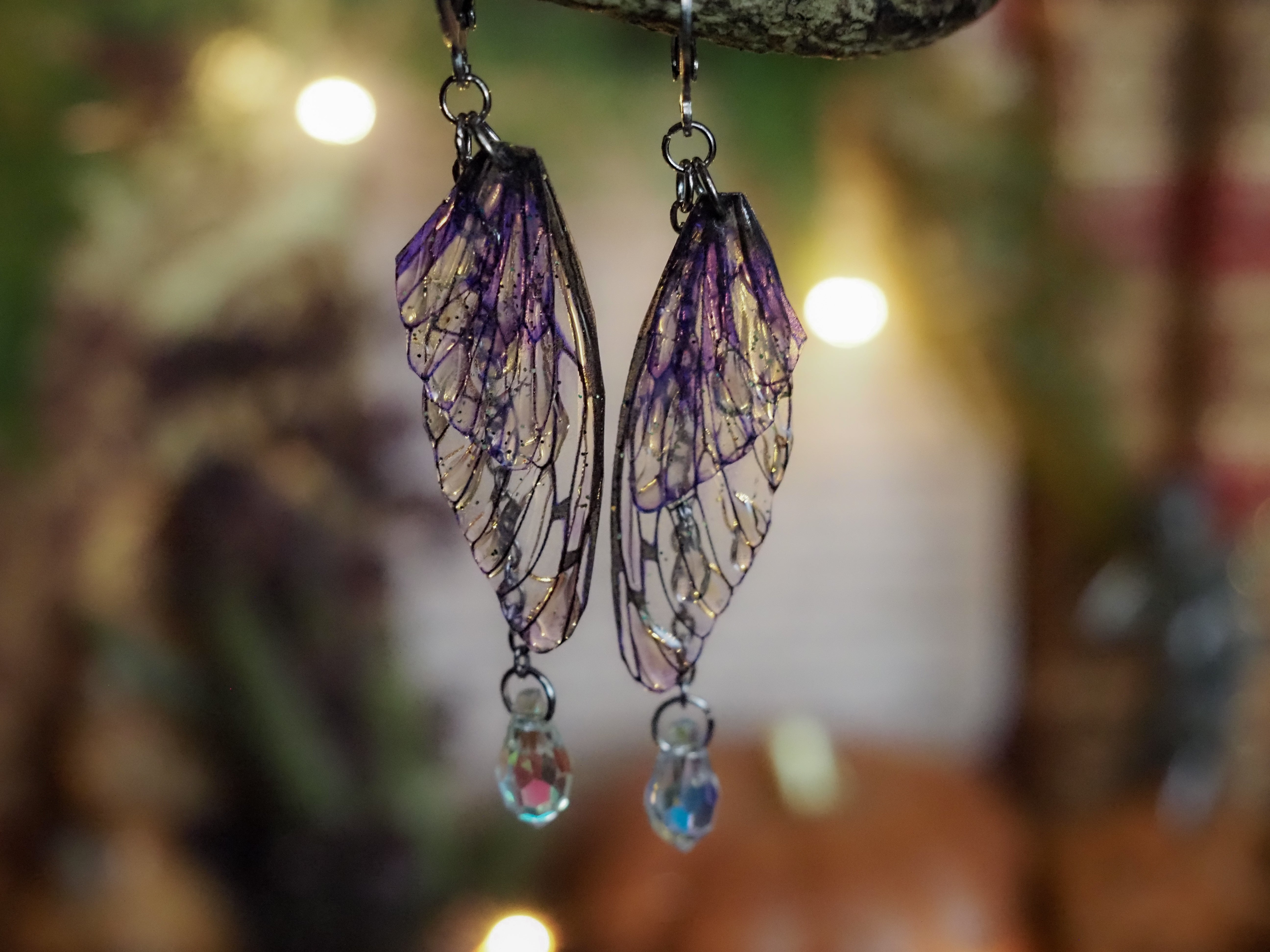 Earrings Swarovski - silver, purple