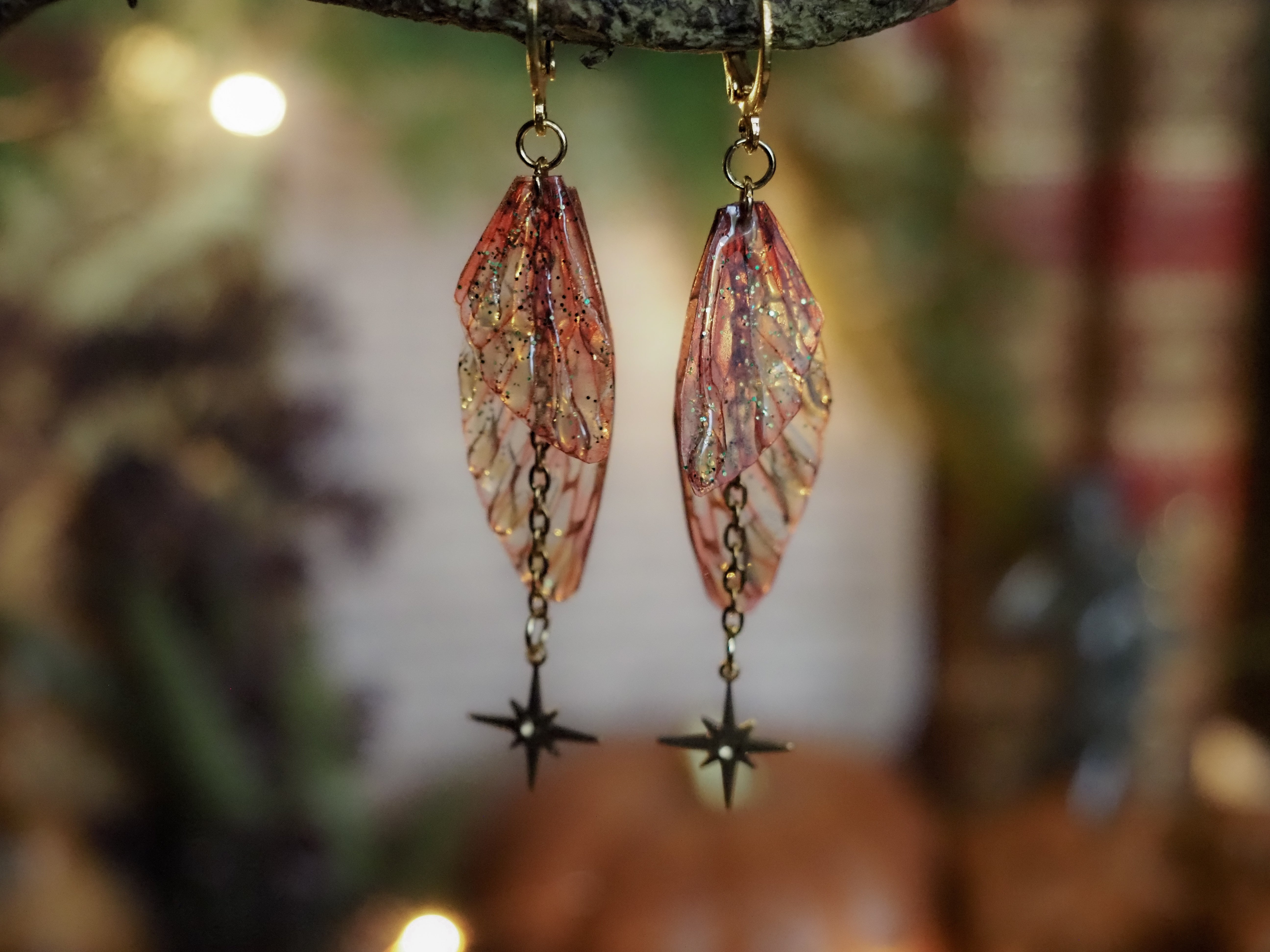 Earrings Stars - gold, pink