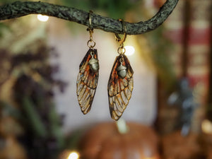 Earrings Acorn - pumpkin patch, gold
