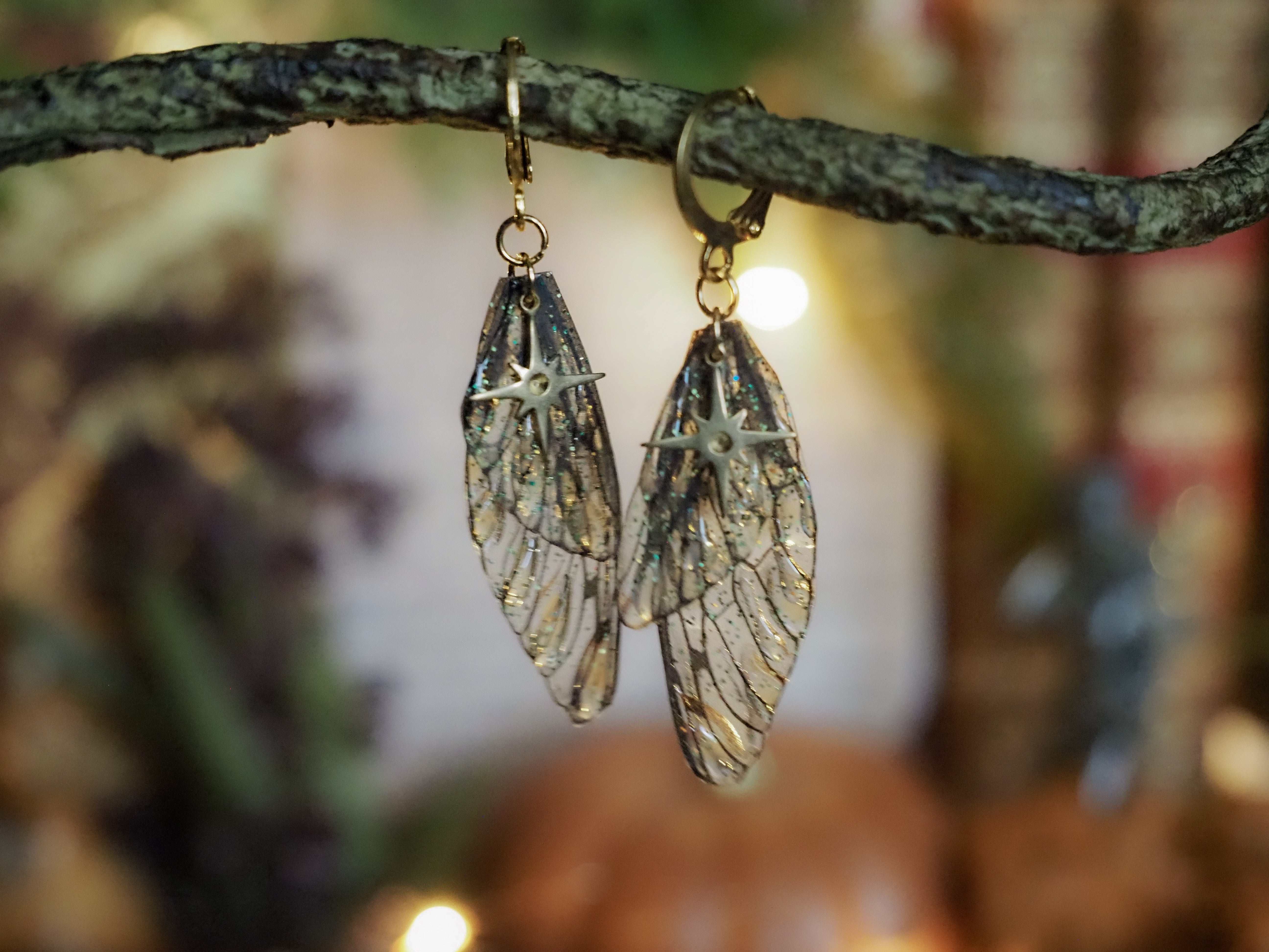 Earrings Stars - gold, black