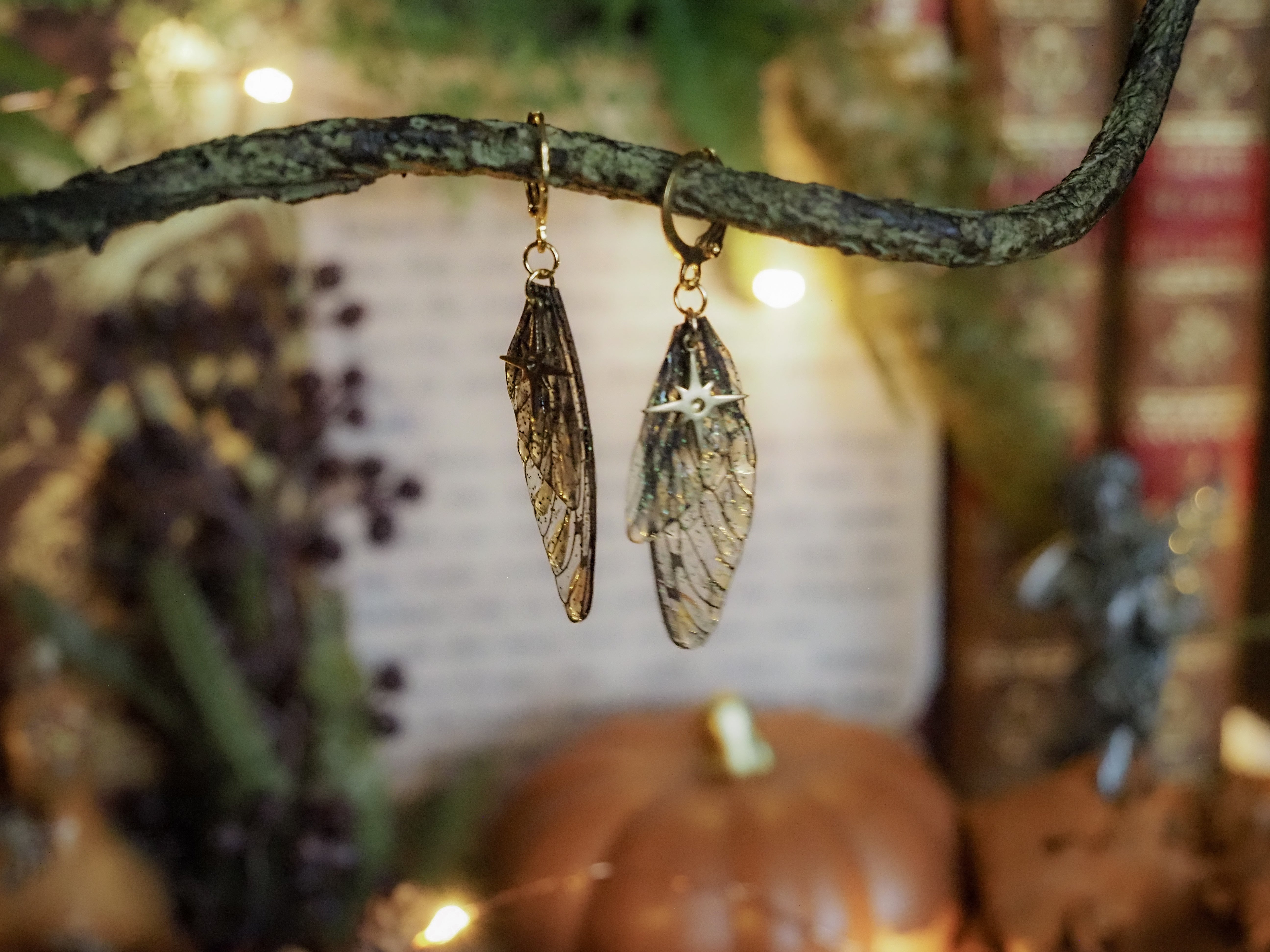 Earrings Stars - gold, black