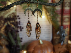 Earrings Moon - pumpkin patch, gold