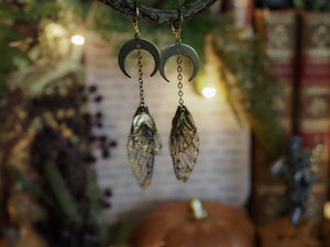 Earrings Moon - gold, black
