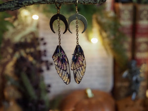 Earrings Moon - gold, spooky