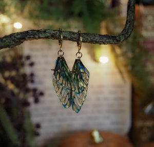 Earrings Stars - gold, blue sea