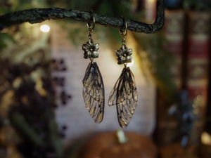 Earrings Flowers - gold, black
